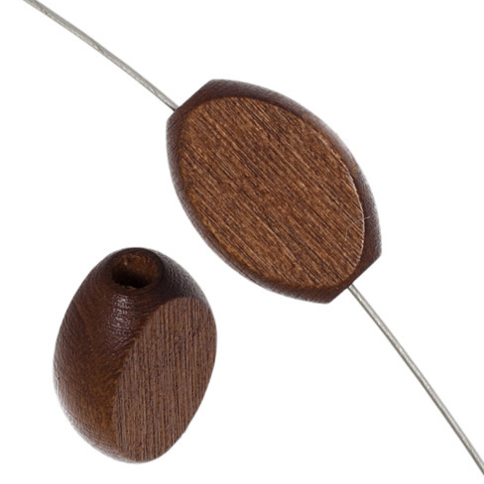 Wooden Flat Oval Bead 10x15mm  (24 pcs)