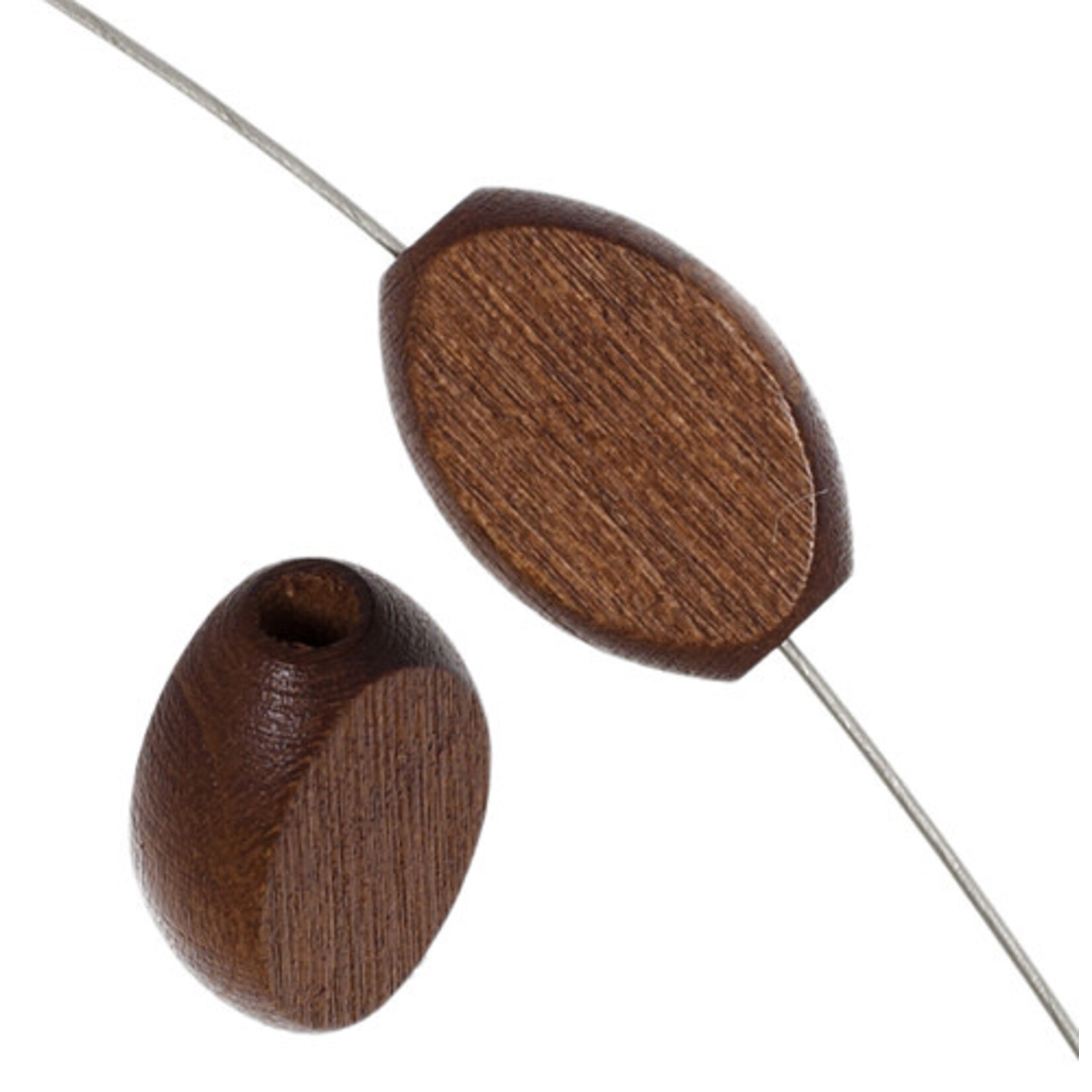 Wooden Flat Oval Bead 10x15mm  (24 pcs)