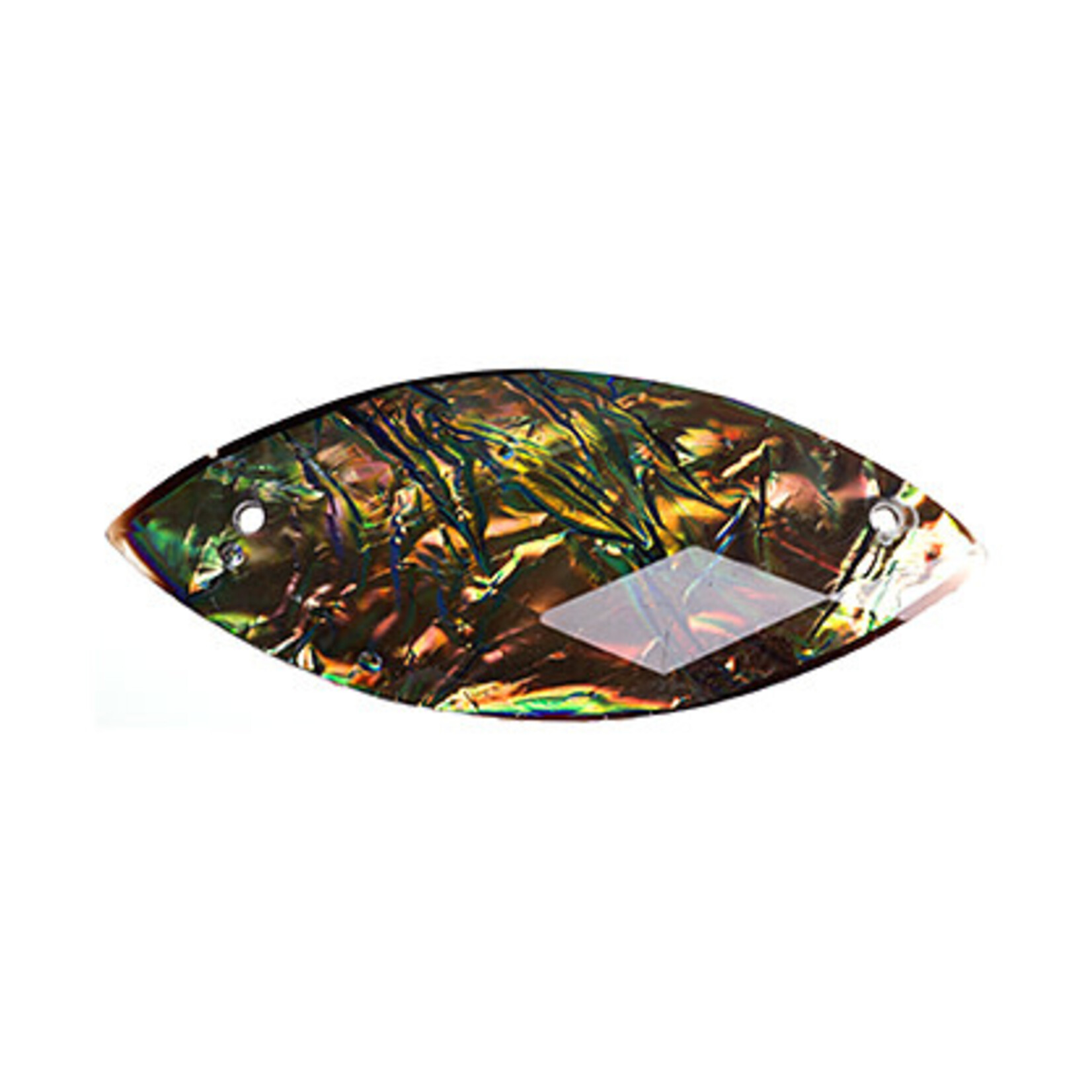 Dichroic Style Sew-On Stone 12 x 30 mm Navette (10 Pieces)