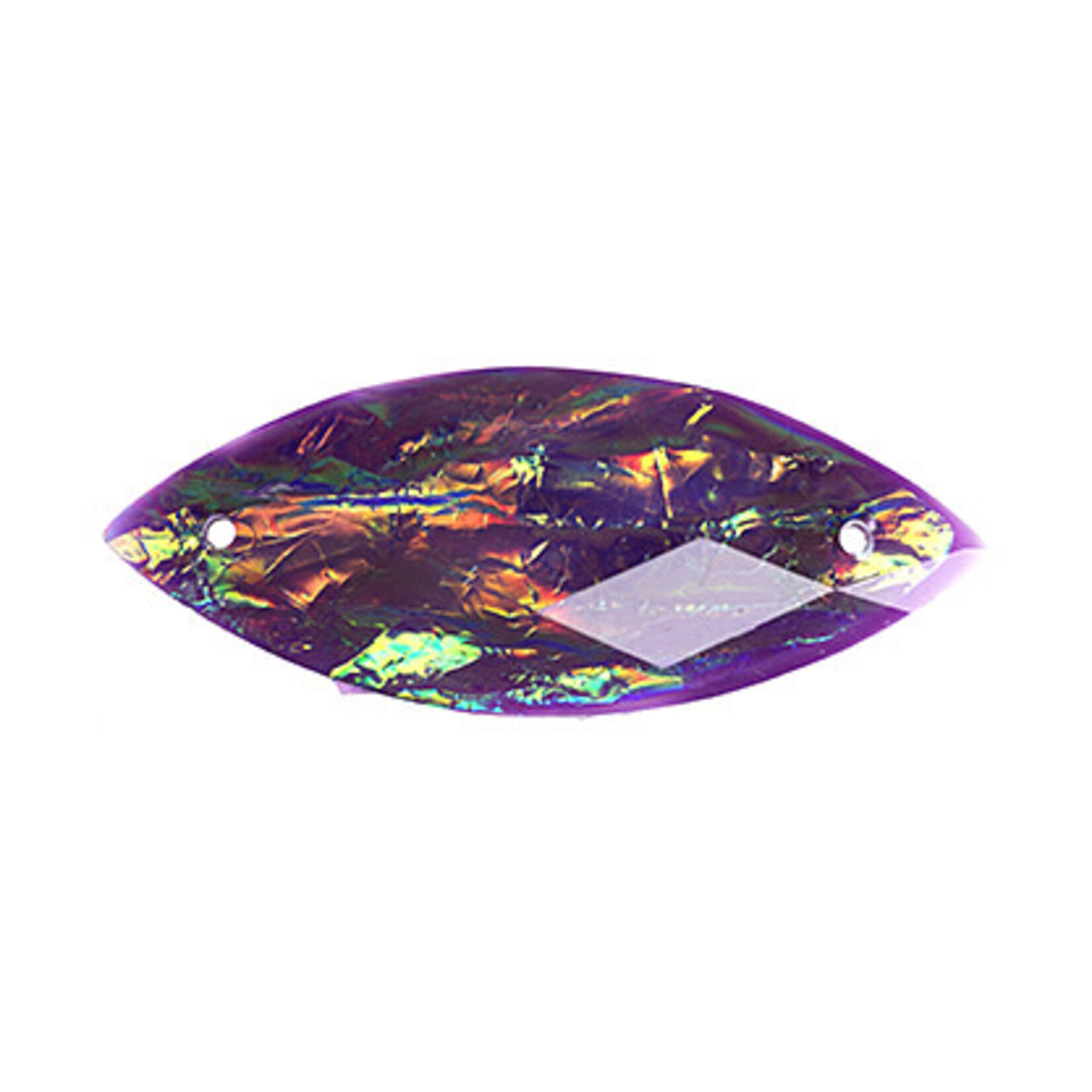 Dichroic Style Sew-On Stone 12 x 30 mm Navette (10 Pieces)