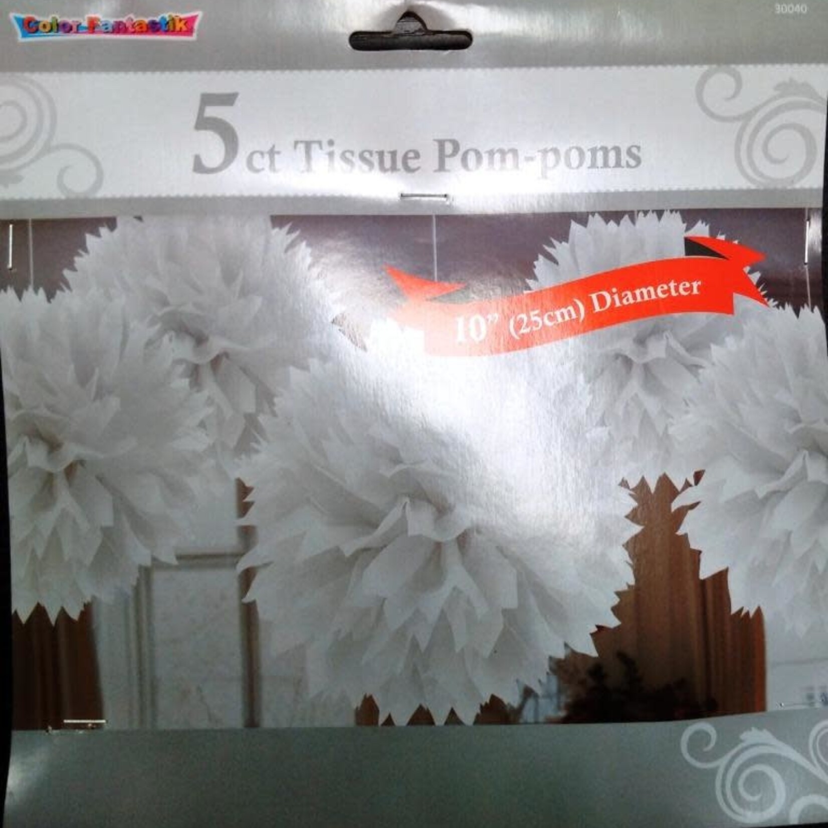 TISSUE POM-POMS 5ct White 10 Inches