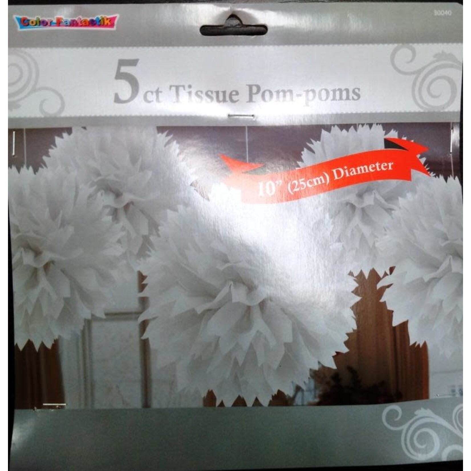 Tissue Pom-Poms 5CT 10" - White