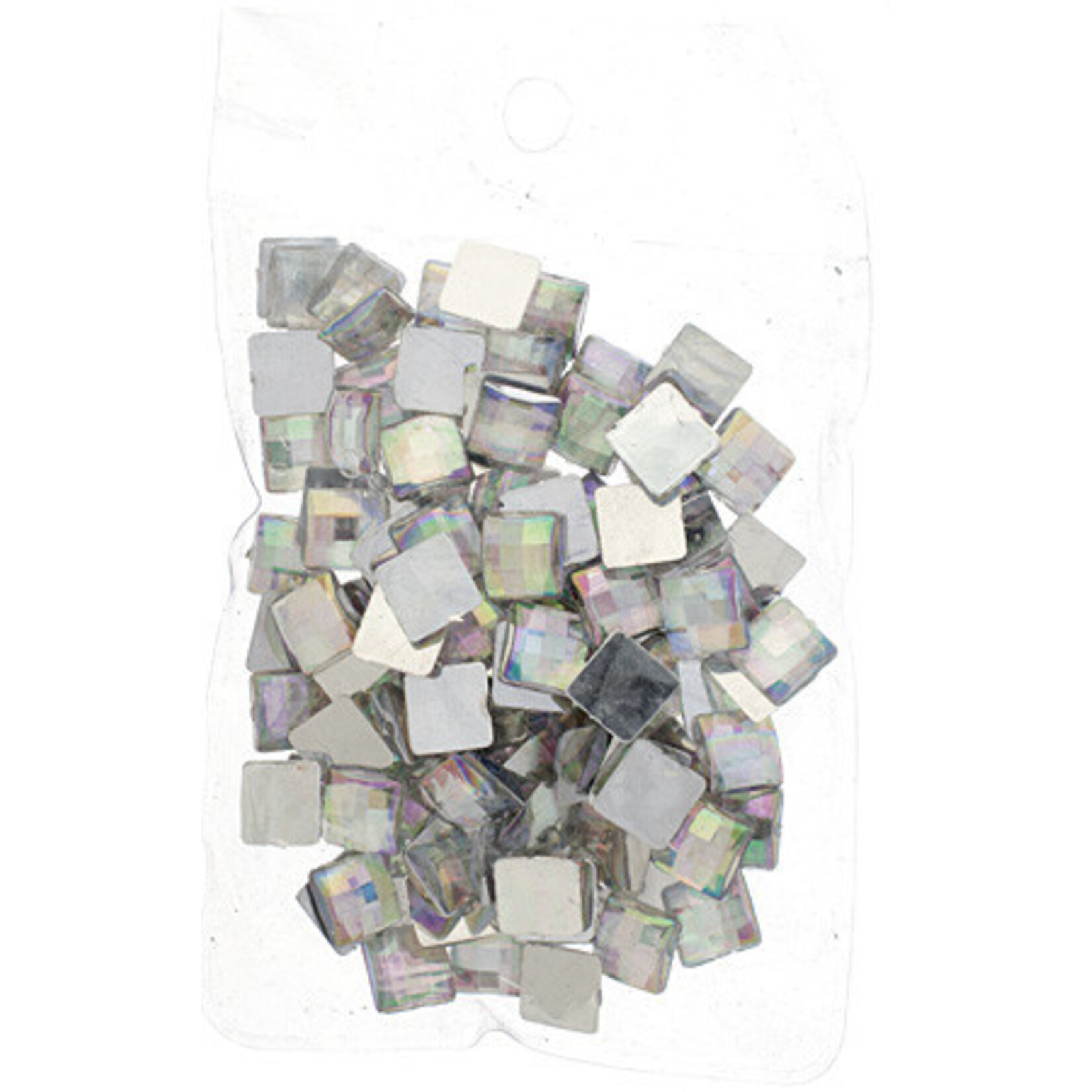 Acrylic Facetted Rhinestone Square 10mm (100 pcs) Crystal AB