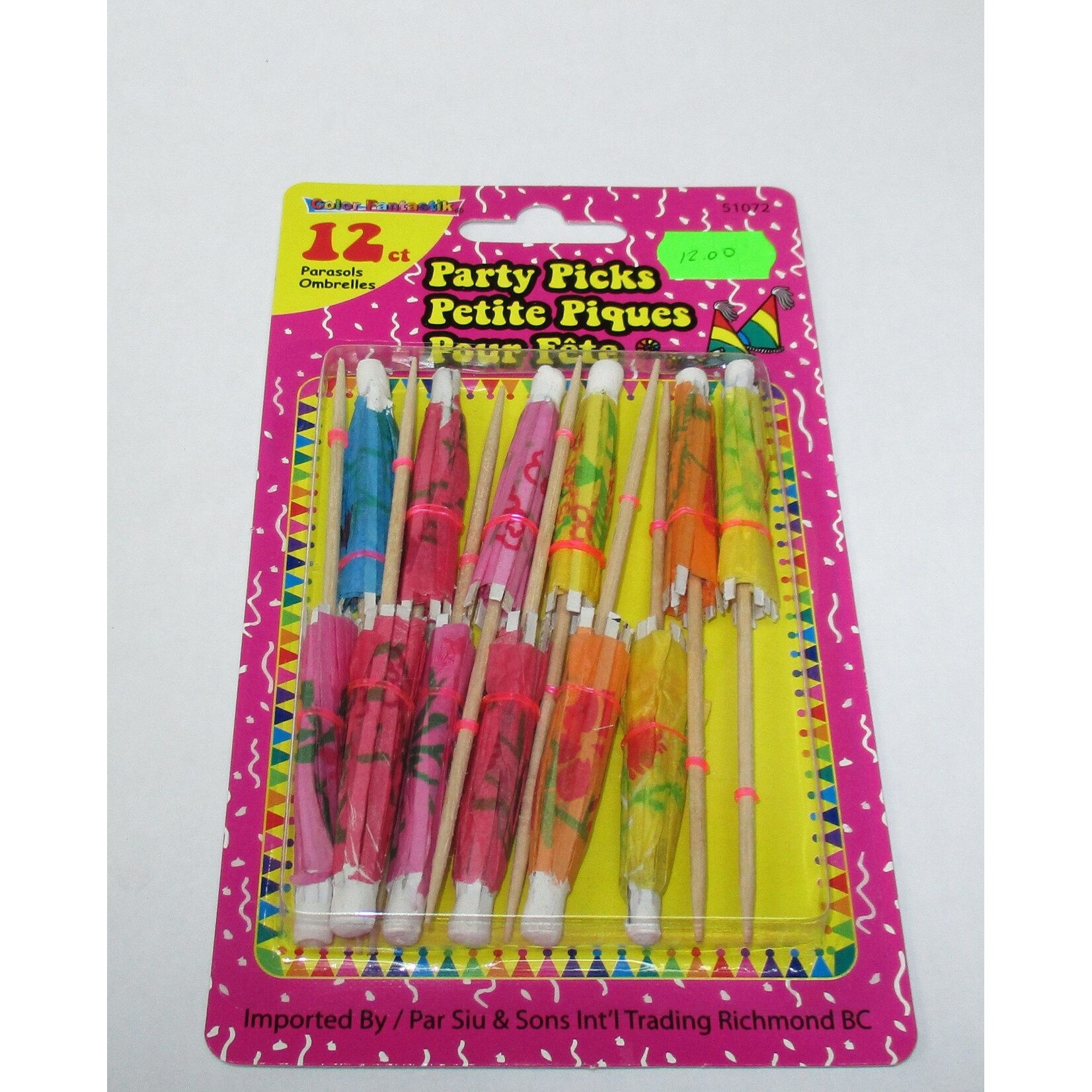 Cocktail Picks - Parasol Design Multi-coloured