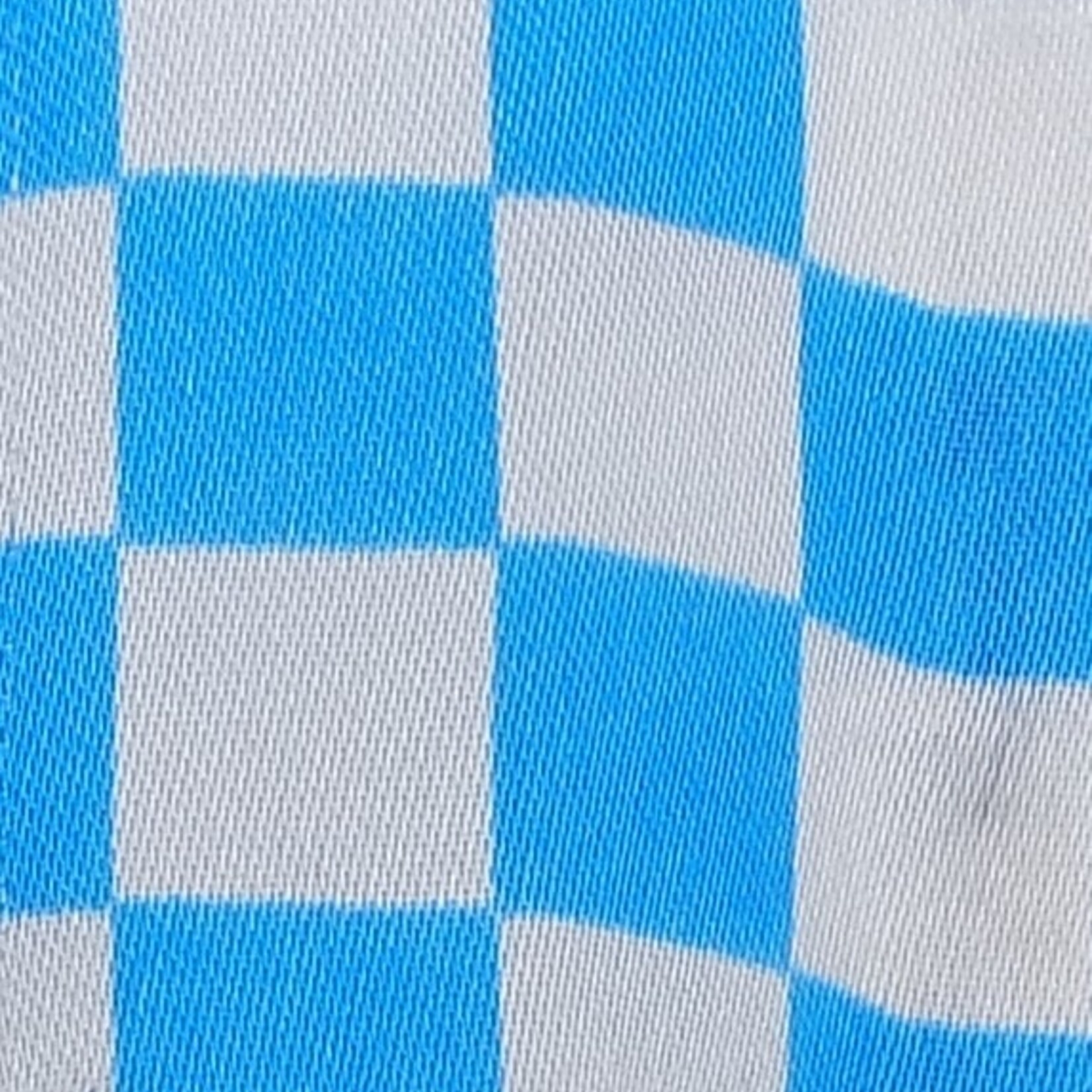 Satin Polyester 58 - 60 Inches Checkered - White & Turquoise