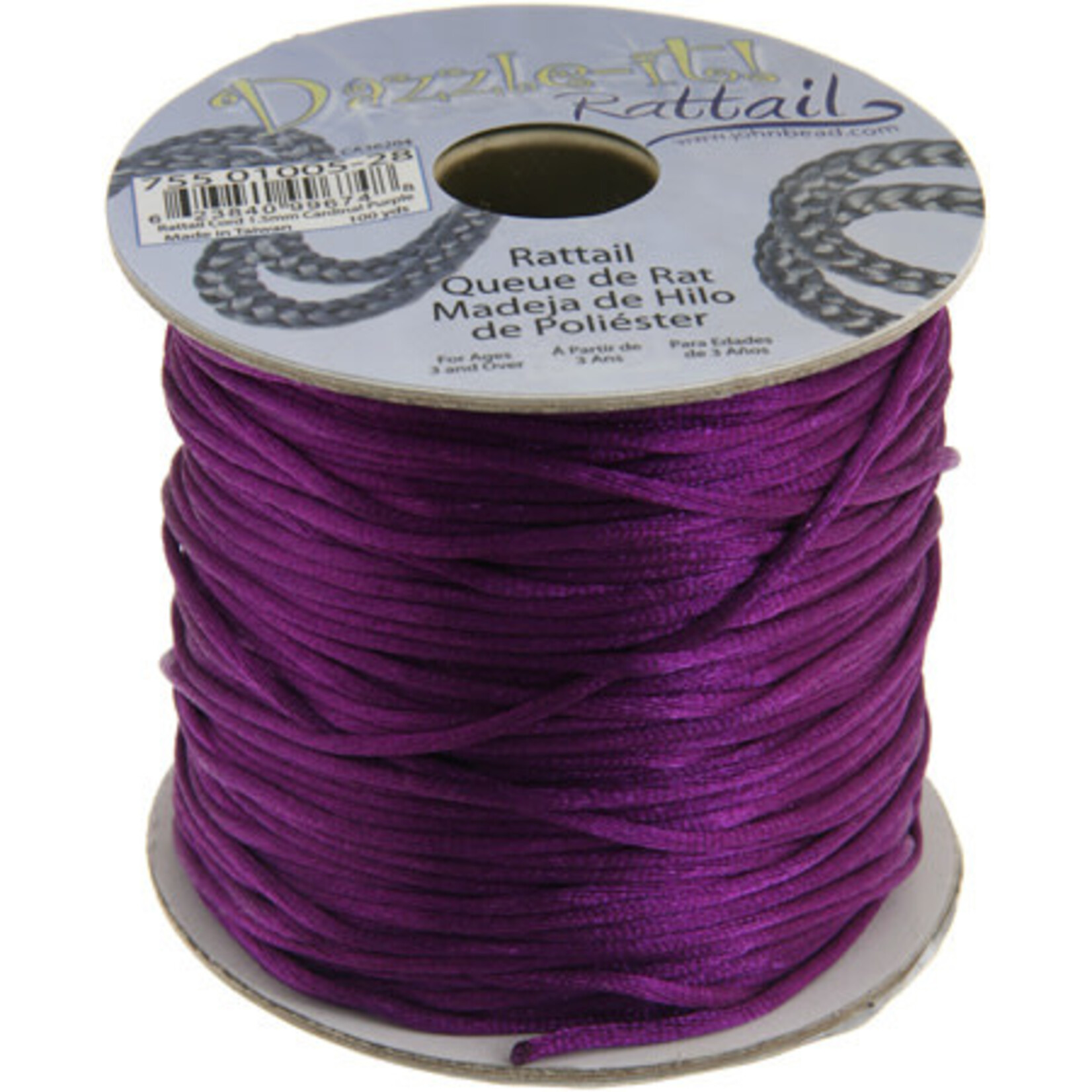 Rattail Cord 1.5mm (100 yards)  Cardinal Purple