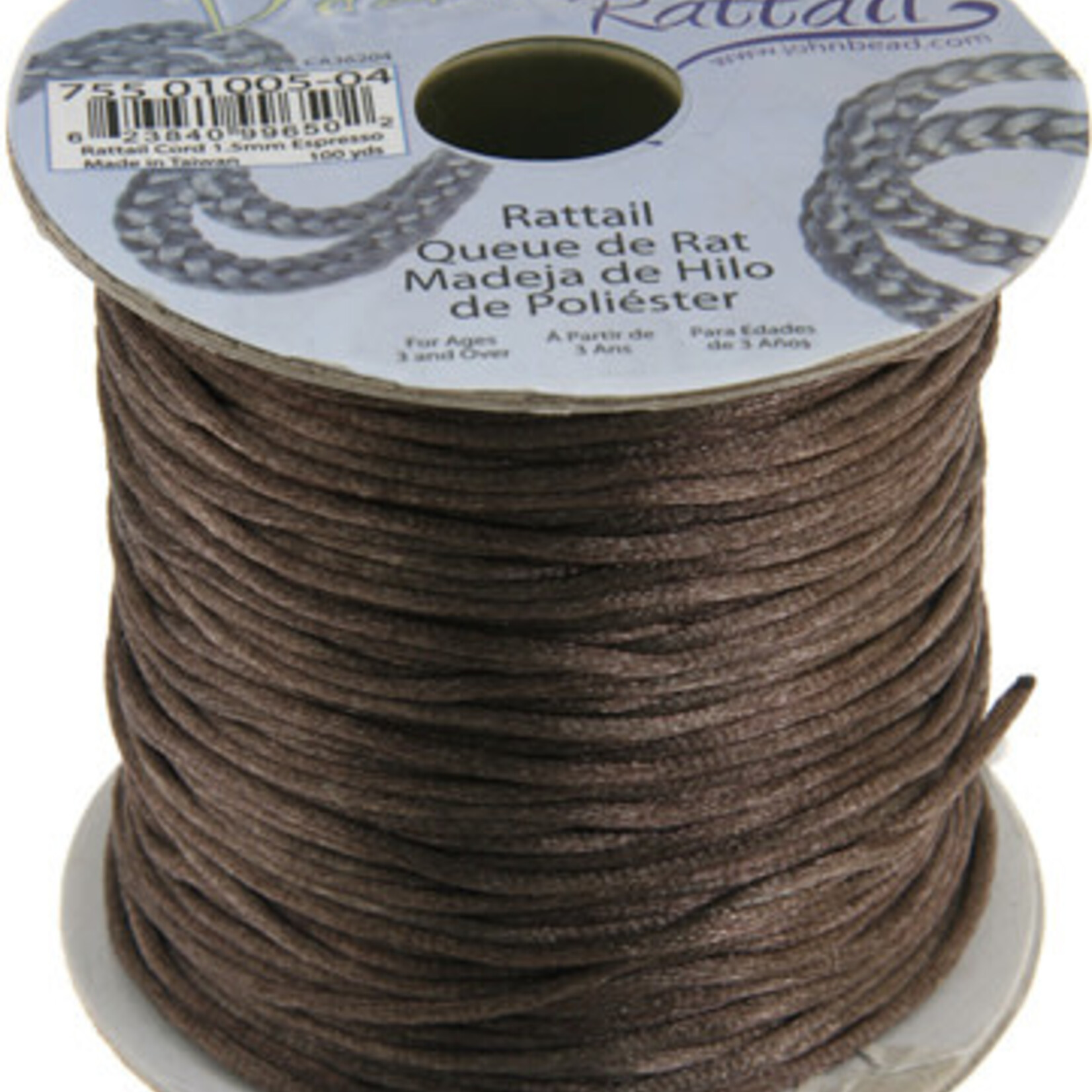 Rattail Cord 1.5mm (100 yards)  Espresso