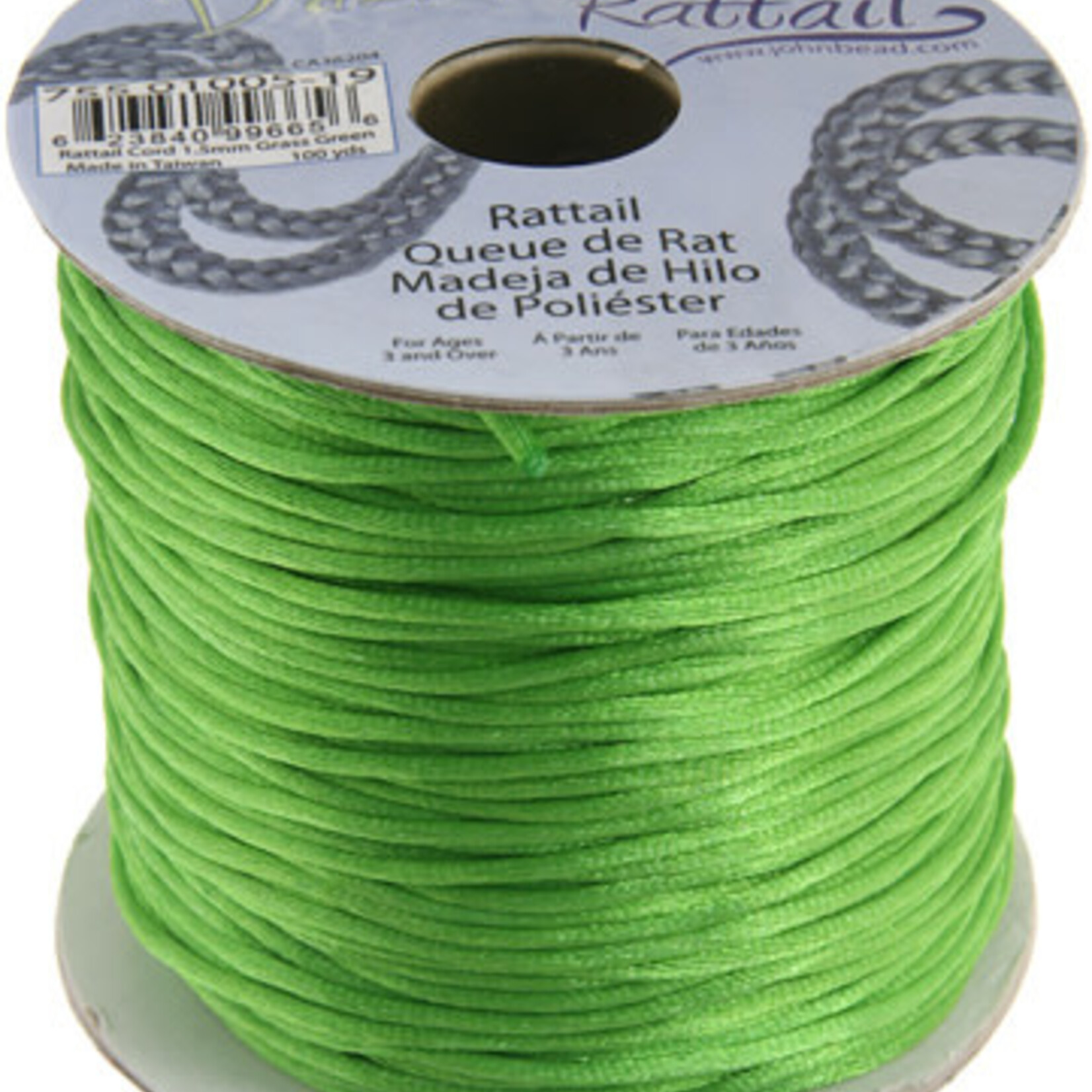 Rattail Cord 1.5mm (100 yards)  Grass Green