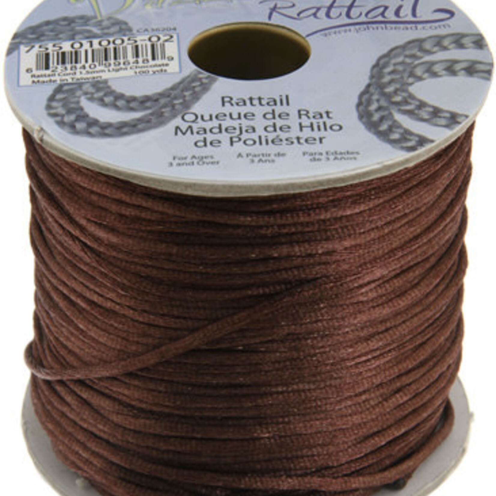 Rattail Cord 1.5mm (100 yards)  Light Chocolate