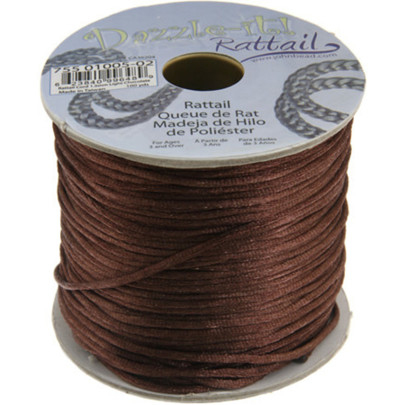 Rattail Cord 1.5mm (100 yards)  Light Chocolate
