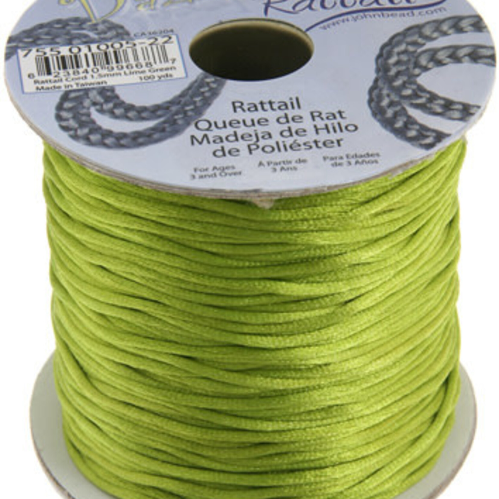 Rattail Cord 1.5mm (100 yards)  Lime Green