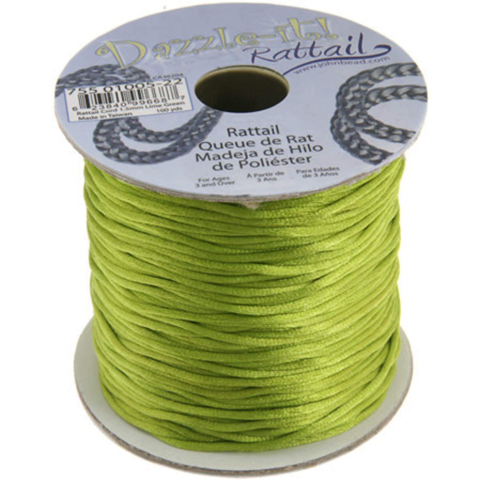 Rattail Cord 1.5mm (100 yards)  Lime Green