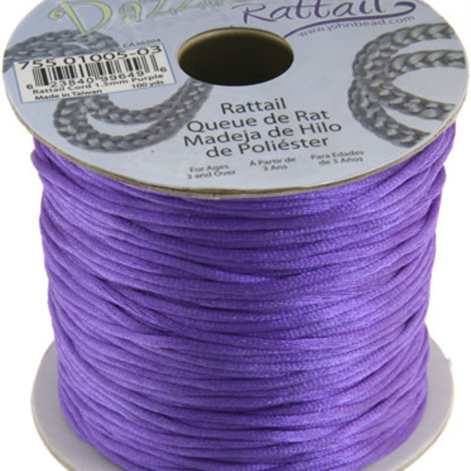 Rattail Cord 1.5mm (100 yards)  Purple