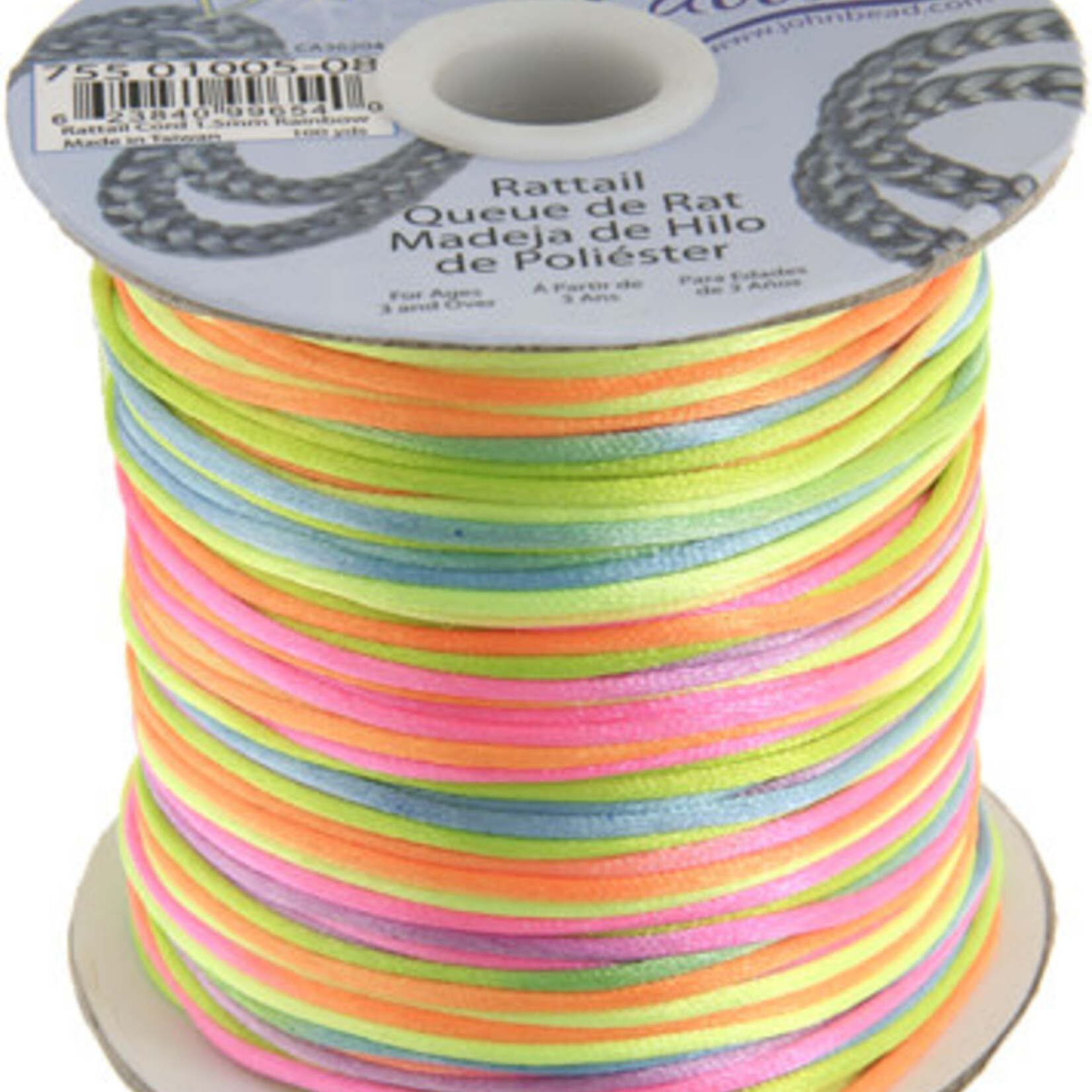 Rattail Cord 1.5mm (100 yards)  Rainbow