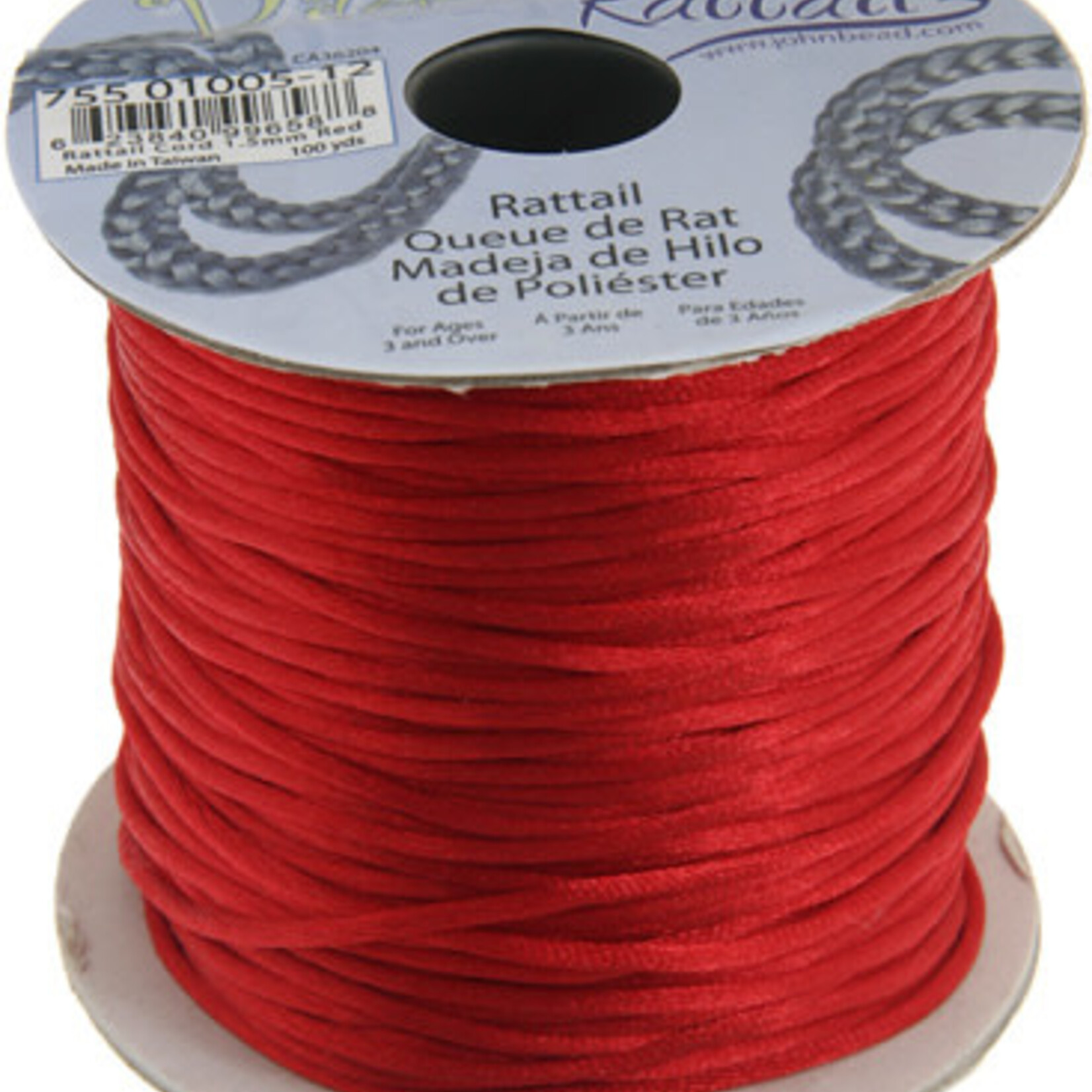 Rattail Cord 1.5mm (100 yards)  Red