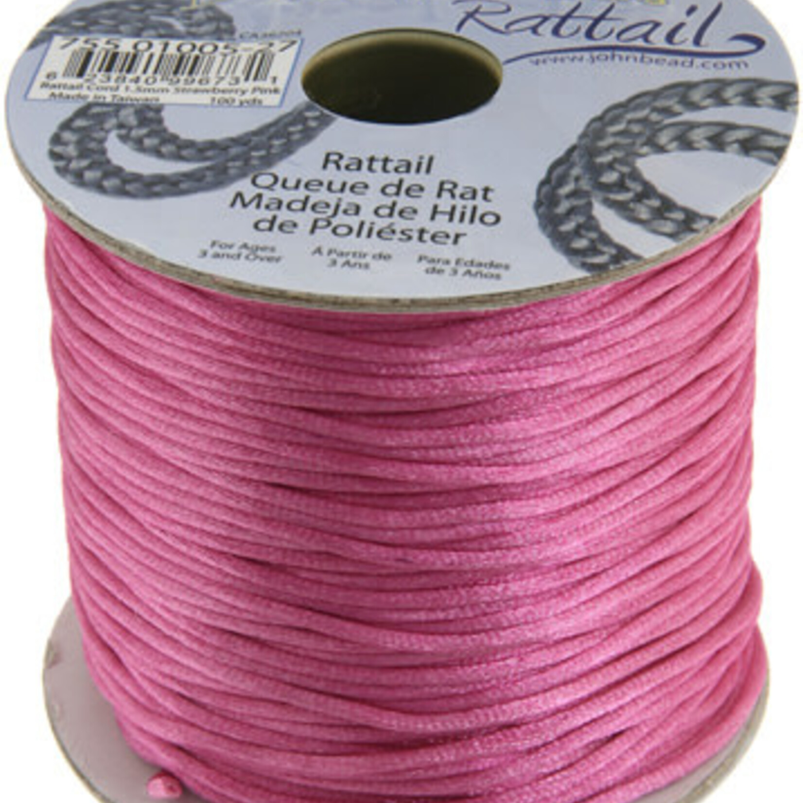 Rattail Cord 1.5mm (100 yards)  Strawberry Pink