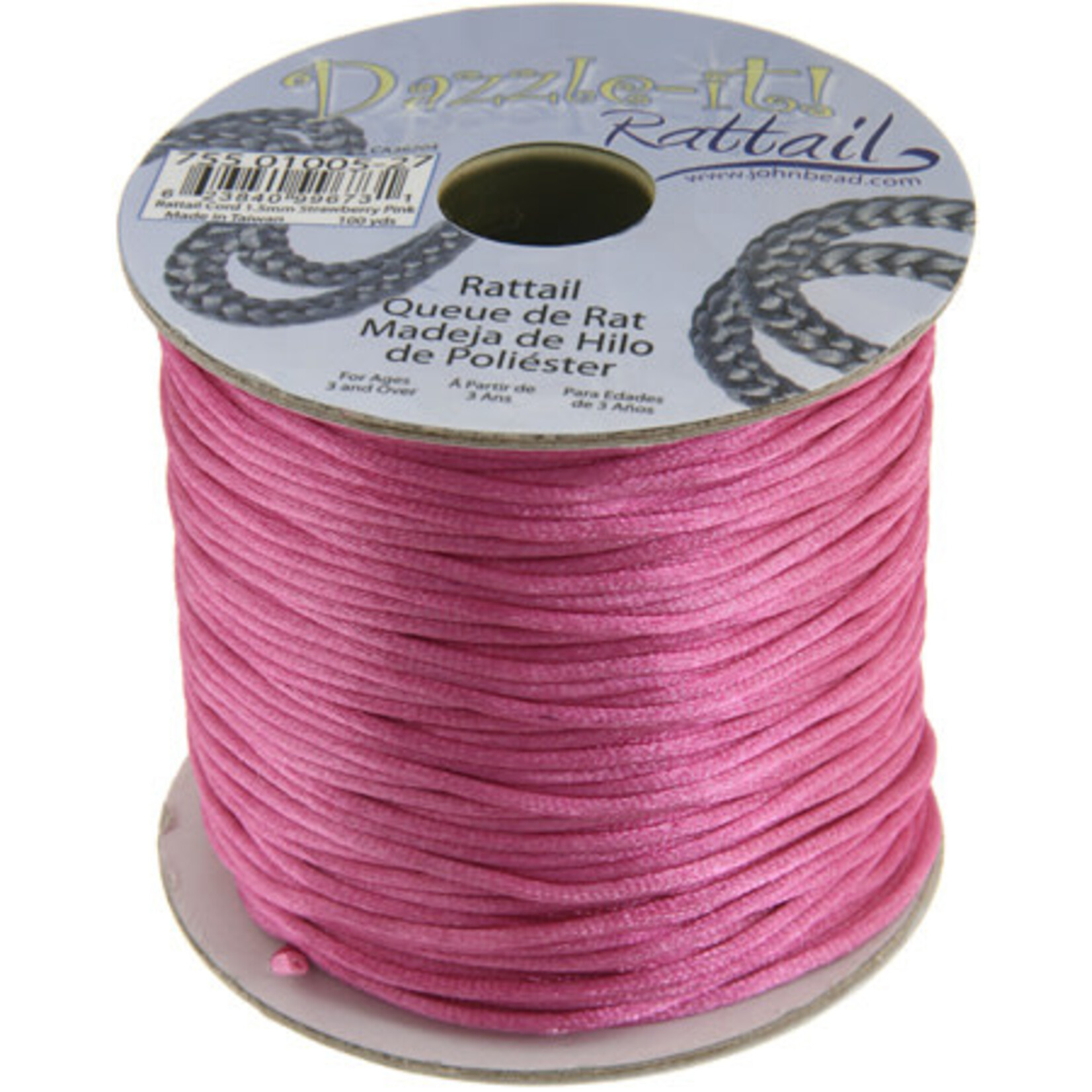 Rattail Cord 1.5mm (100 yards)  Strawberry Pink