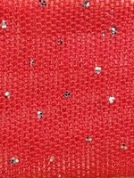 Glitter Stretch Mesh (Silver) Crimson