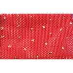 Glitter Stretch Mesh (Gold) Crimson
