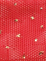 Glitter Stretch Mesh (Gold) Crimson