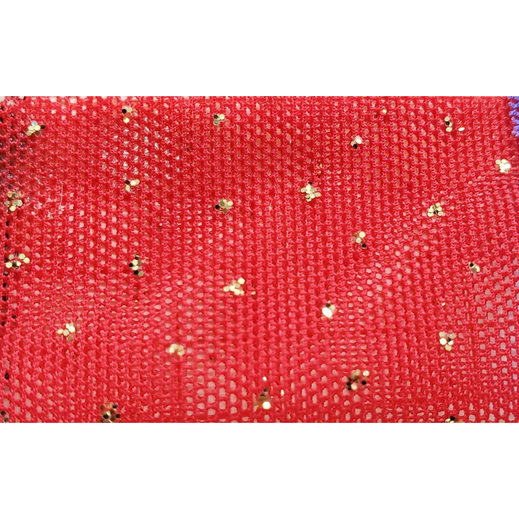 Glitter Stretch Mesh (Gold) Crimson