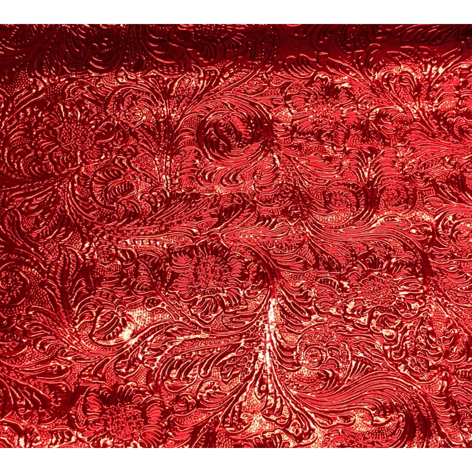 Pattern Western Leatherette with Fleece Backing Red