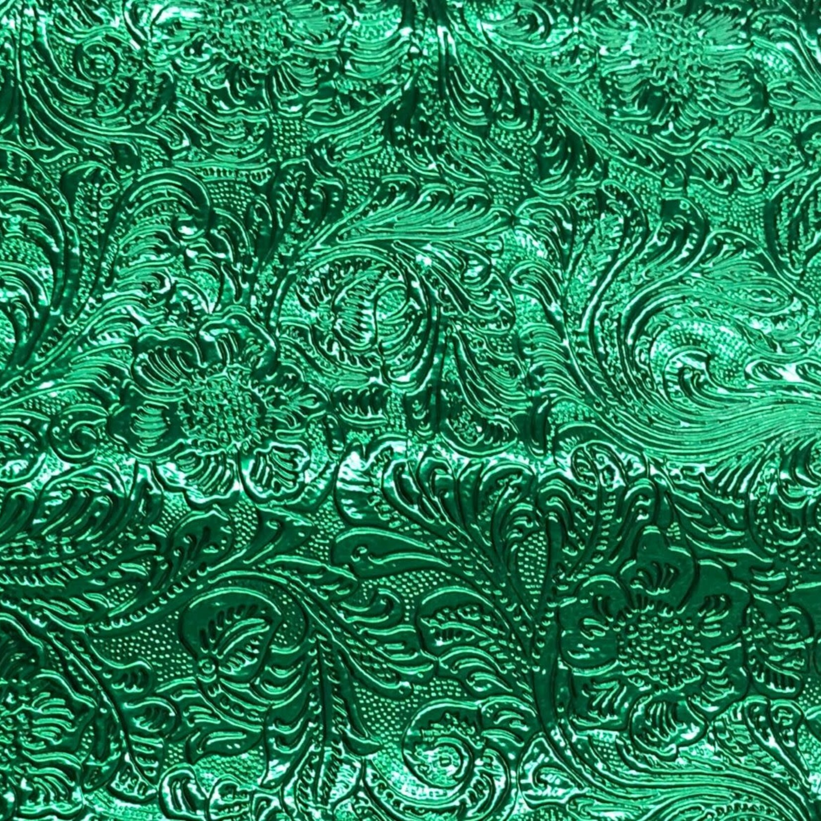 Pattern Western Leatherette with Fleece Backing Green