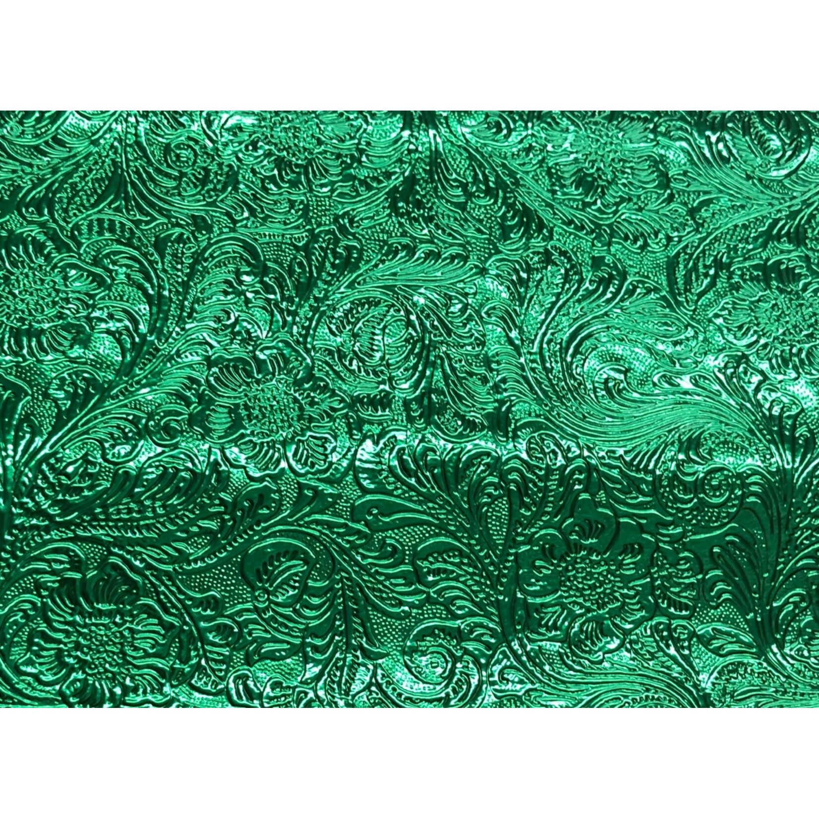 Pattern Western Leatherette with Fleece Backing Green