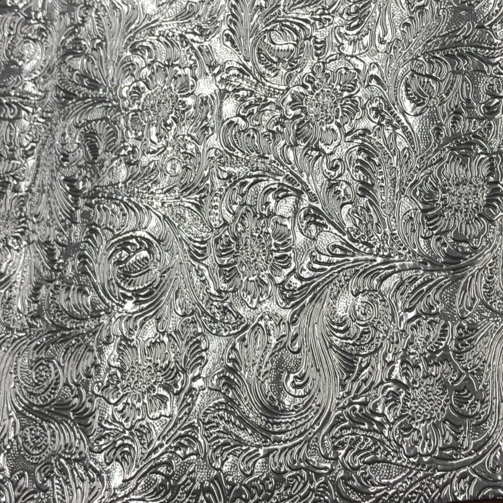 Pattern Western Leatherette with Fleece Backing Silver
