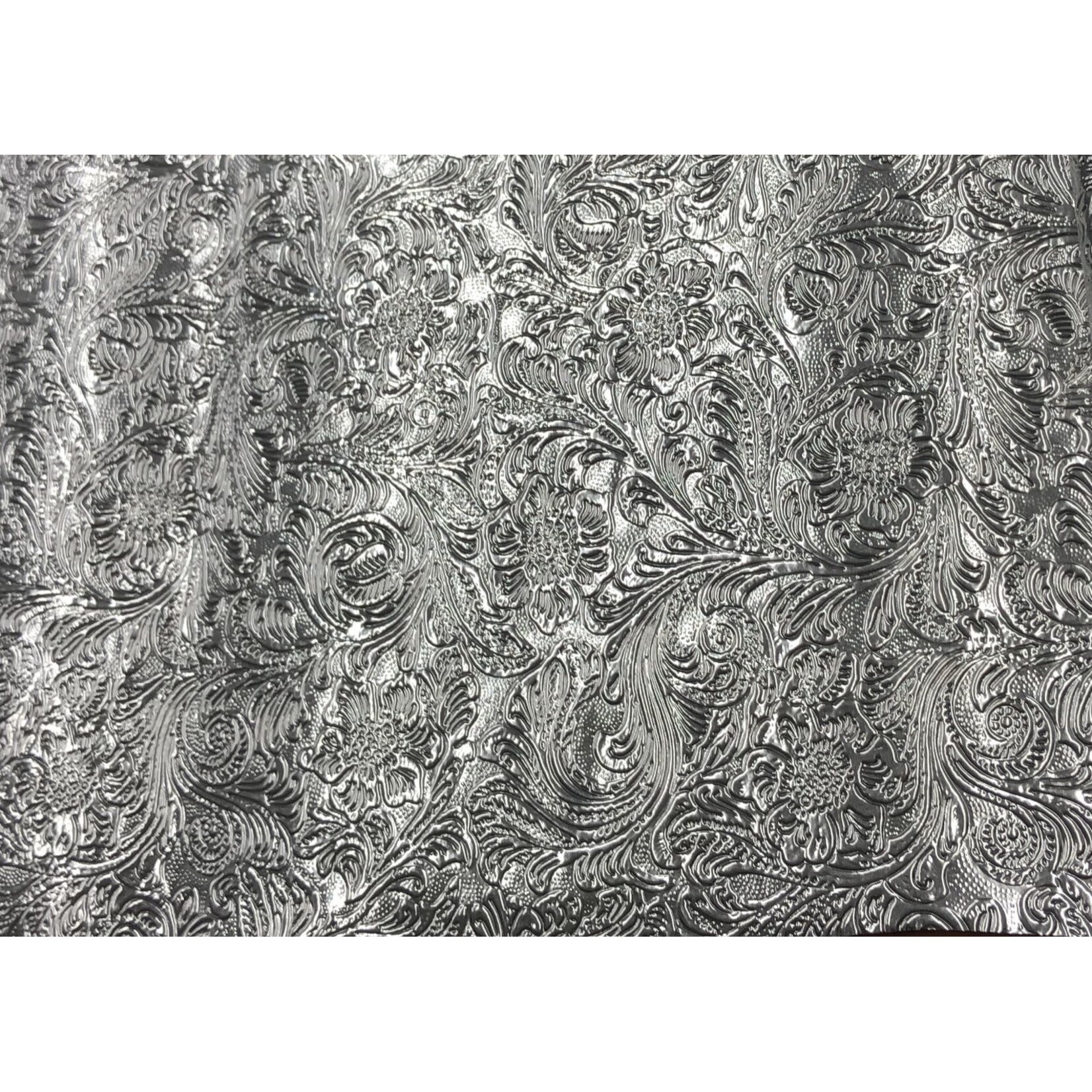 Pattern Western Leatherette with Fleece Backing Silver