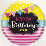 18" 2 Sided Printed Mylar Balloon Happy Birthday Mixed Print 2
