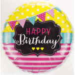 18" 2 Sided Printed Mylar Balloon Happy Birthday Mixed Print 2