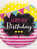 18" 2 Sided Printed Mylar Balloon Happy Birthday Mixed Print 2