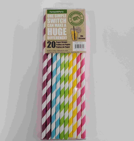 Party Paper Straws 8 Inches 20pcs Multi