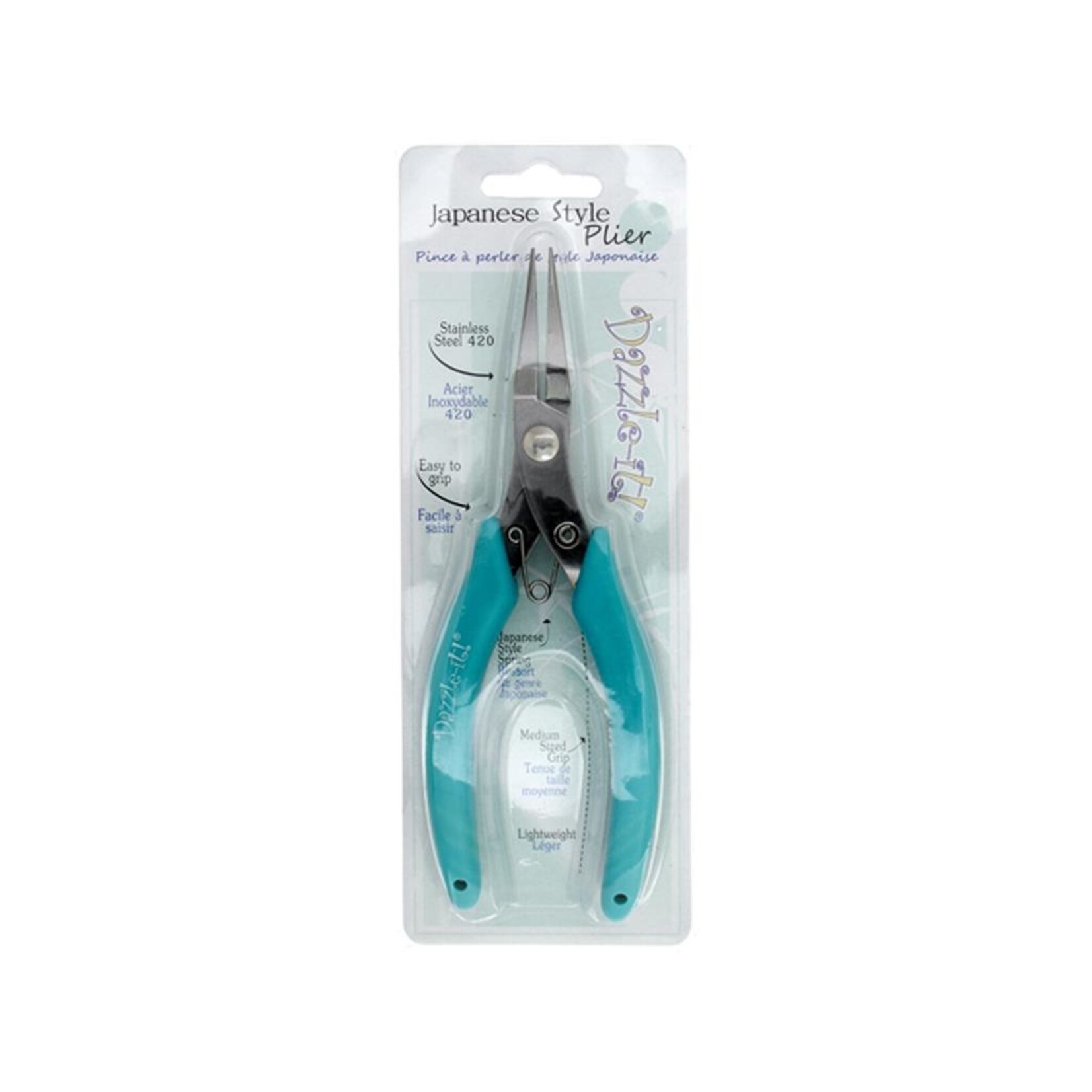 Dazzle-It Japanese Style Pliers Green & Silver 5.5 Inches Flat Nose