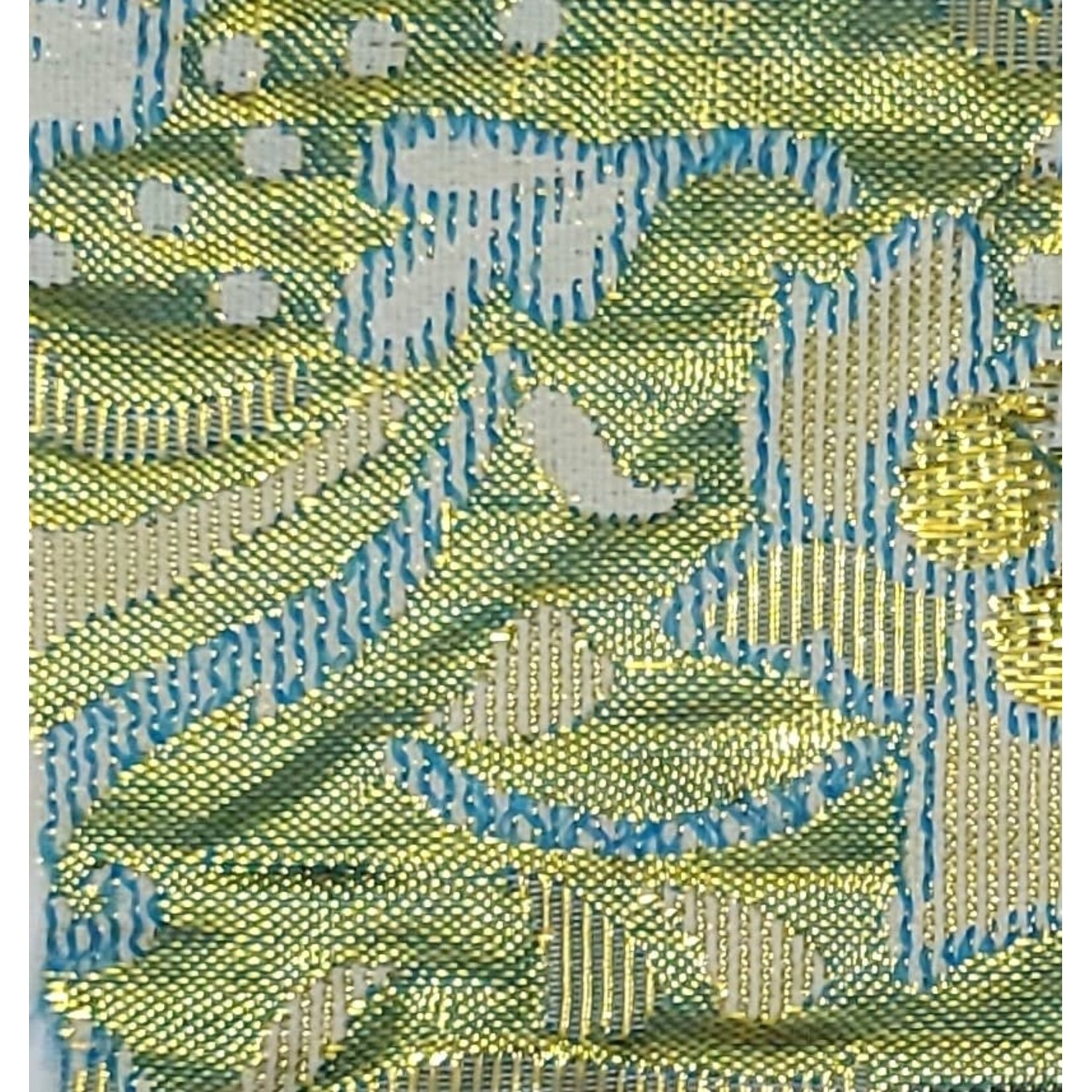 Flower Brocade Lame - Light Blue & Gold
