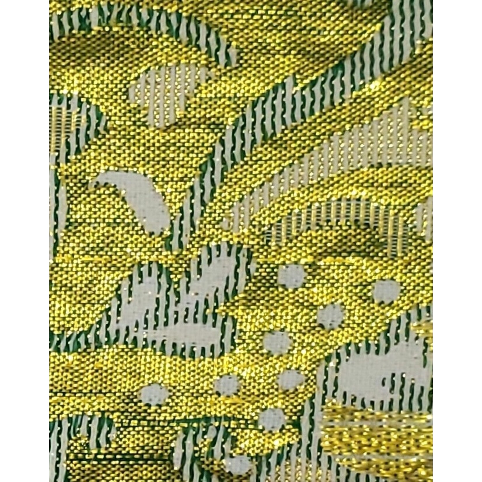 Flower Brocade Lame - Dark Green & Gold