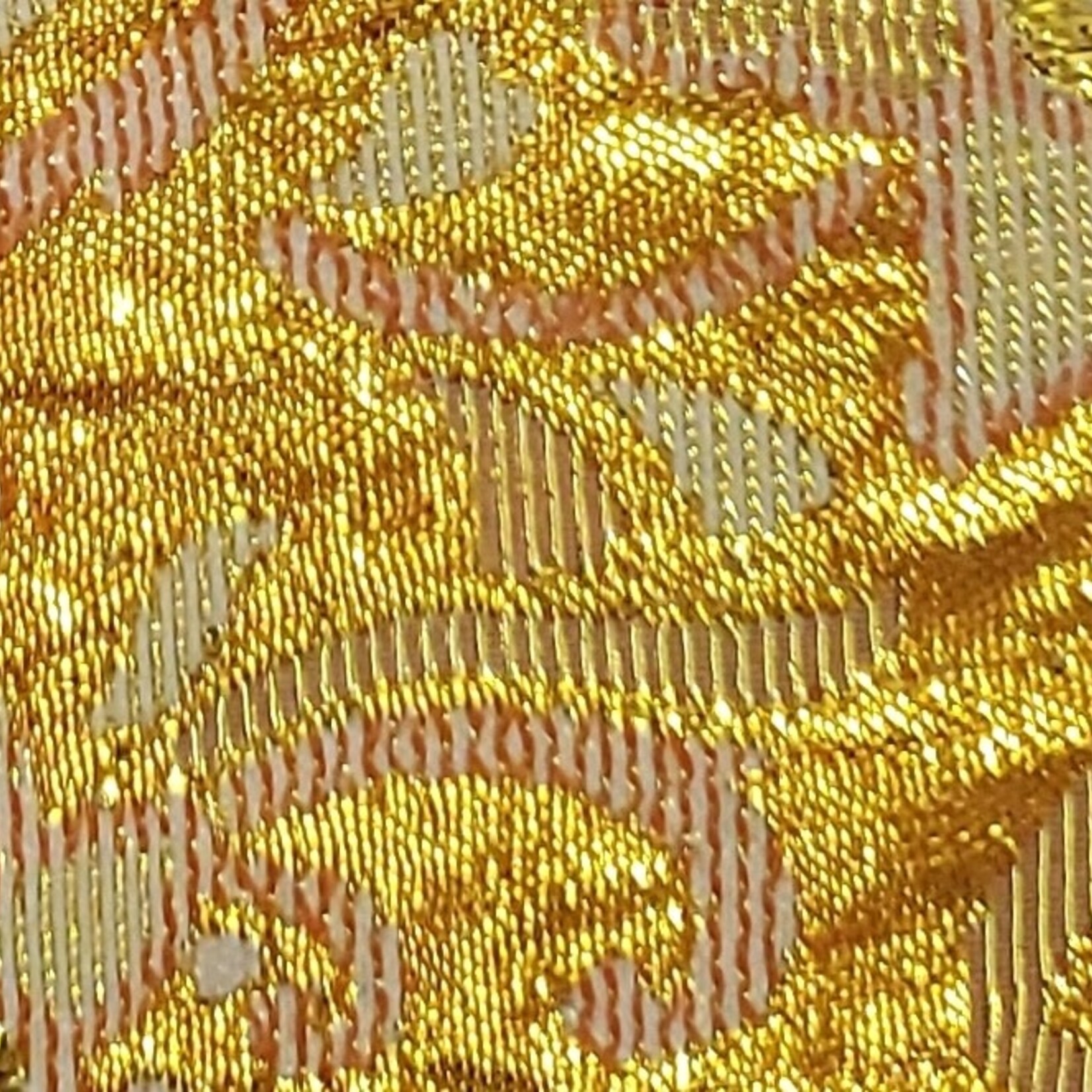 Flower Brocade Lame - Orange & Gold
