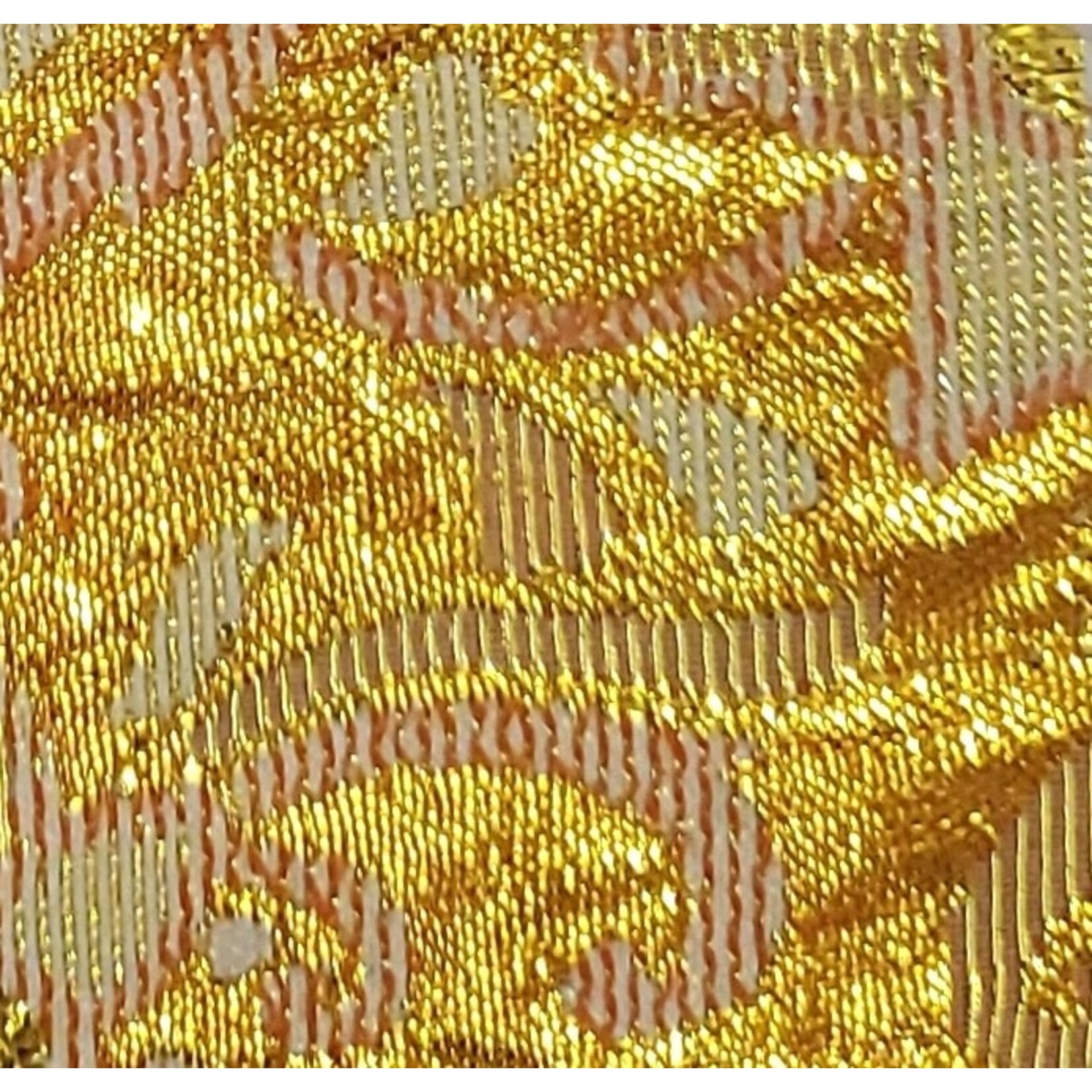 Flower Brocade Lame - Orange & Gold