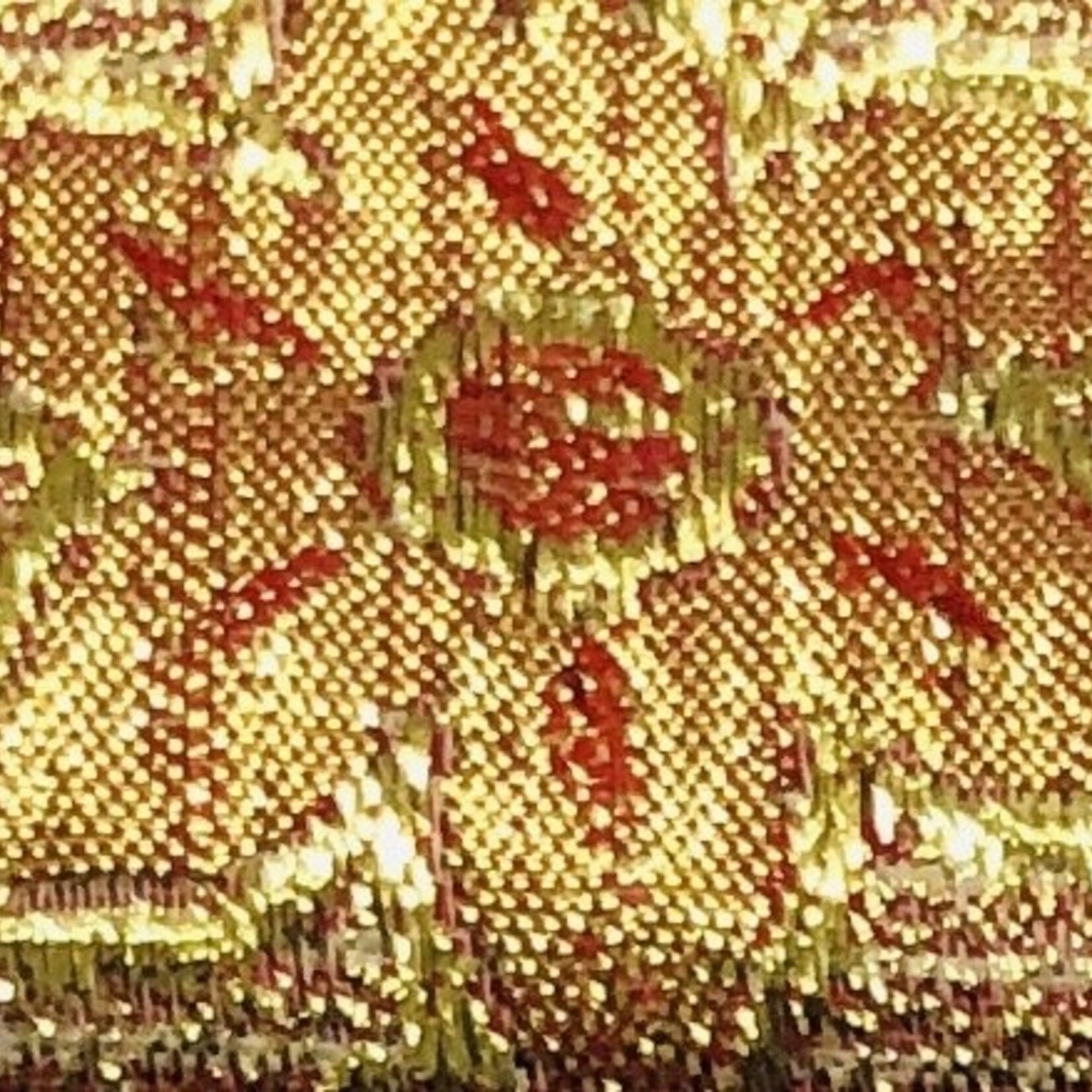 Metallic Floral Brocade Lame - Red & Gold