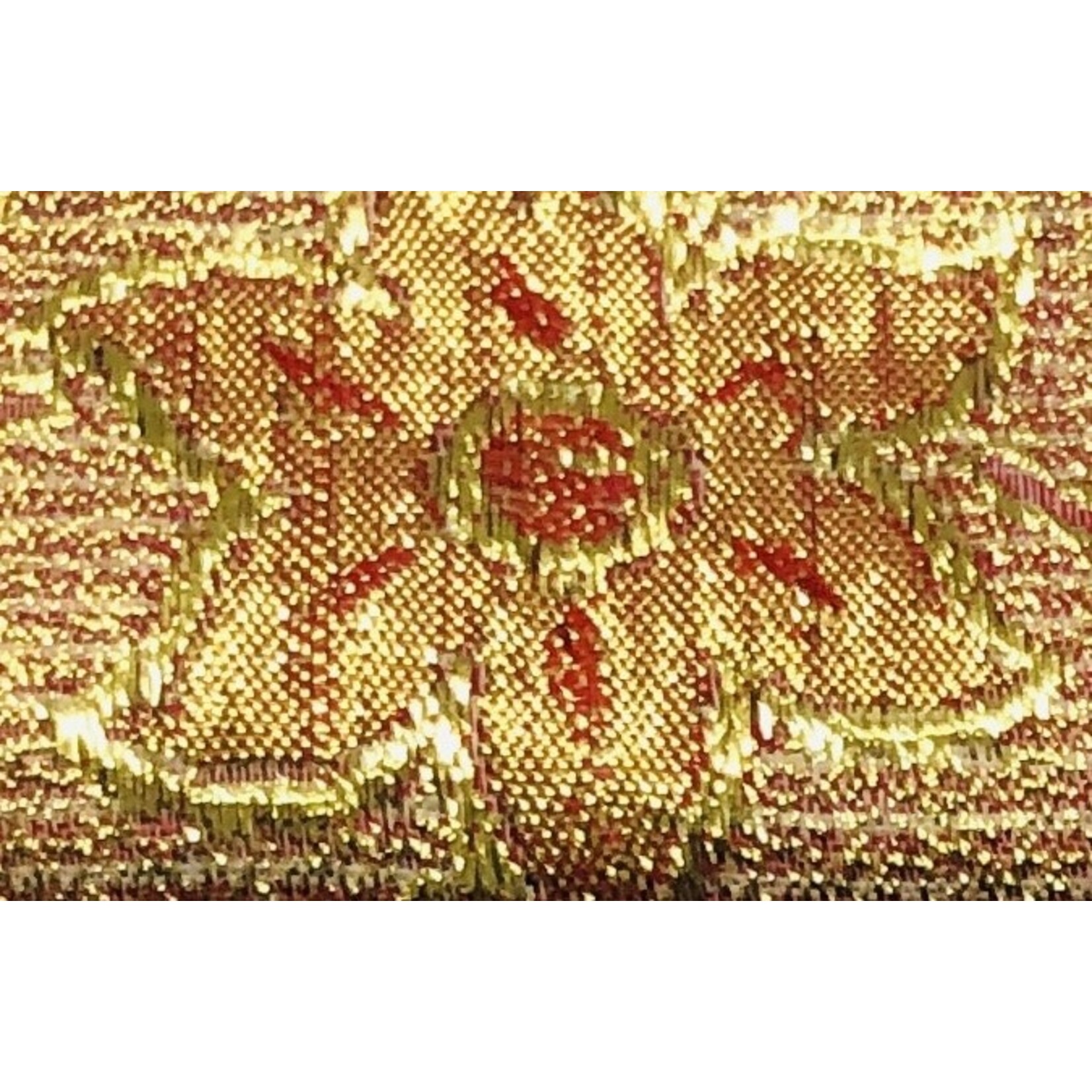 Metallic Floral Brocade Lame - Red & Gold