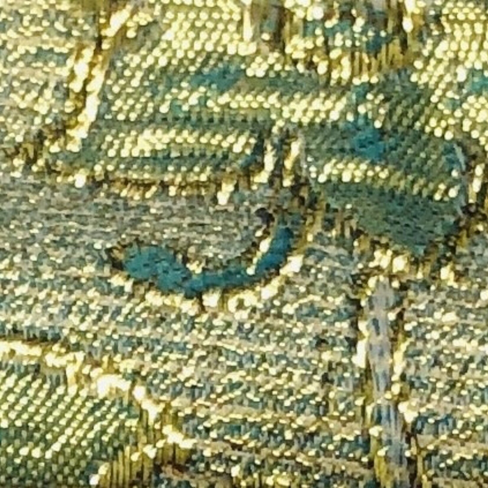 Metallic Floral Brocade Lame - Blue & Gold