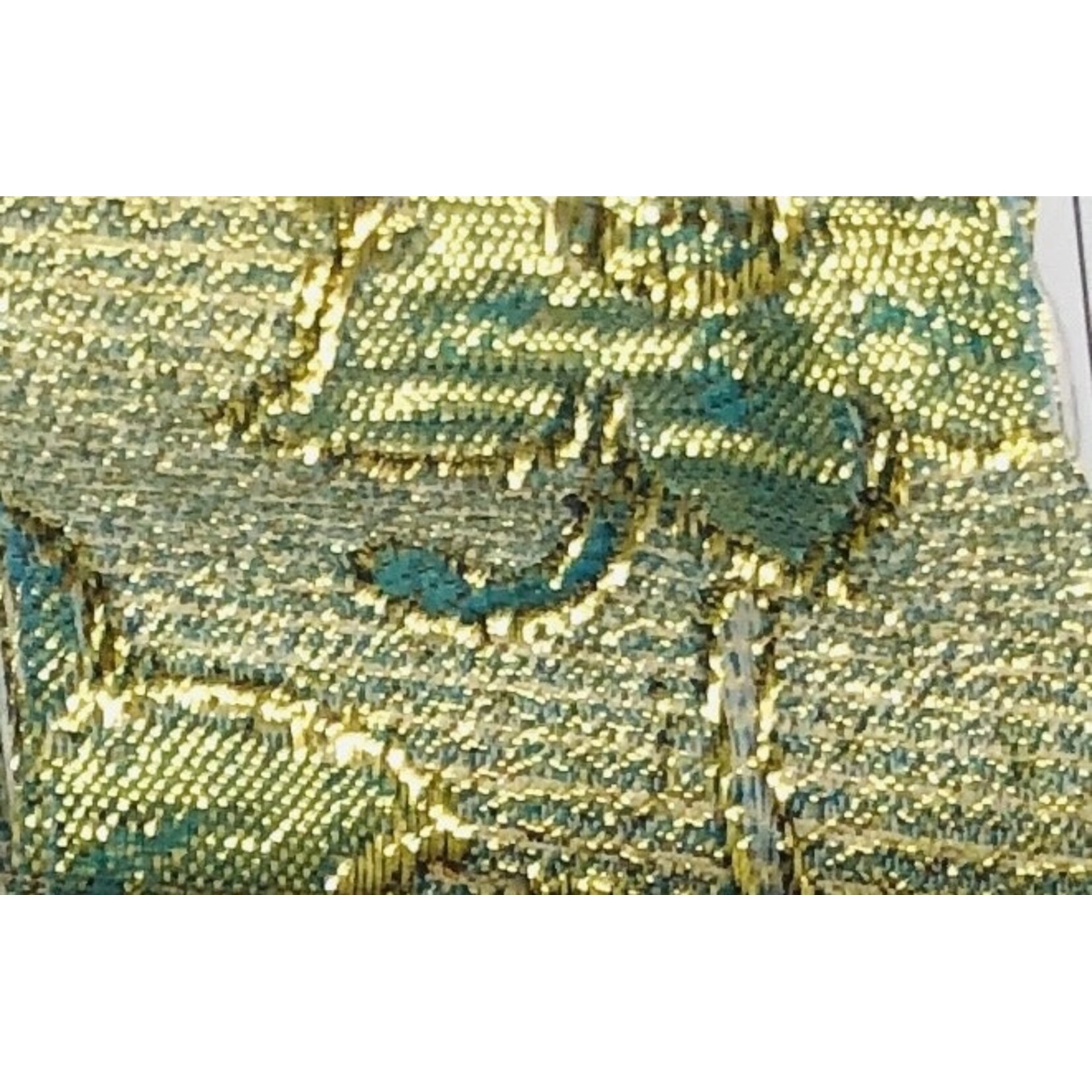 Metallic Floral Brocade Lame - Blue & Gold