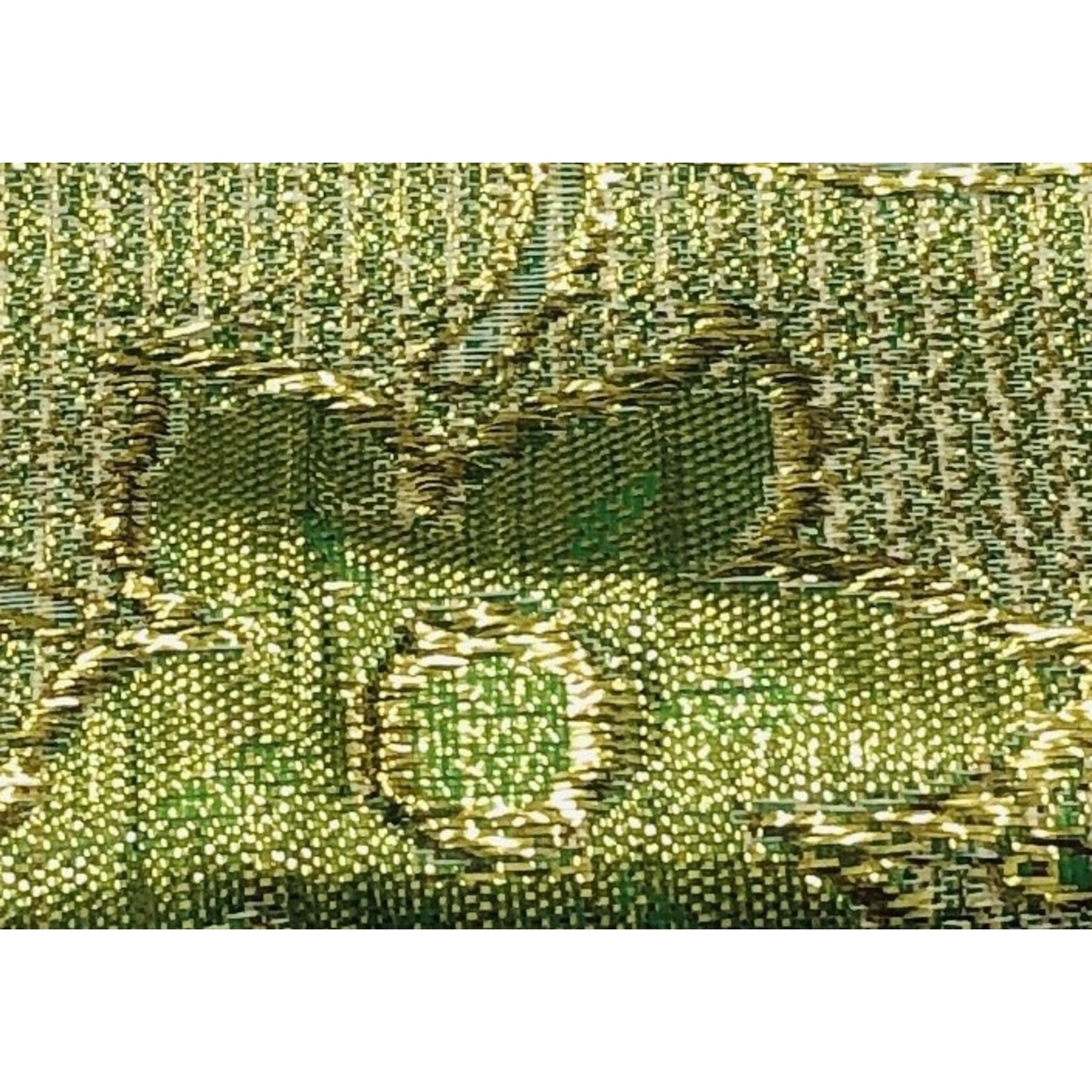 Metallic Floral Brocade Lame Green & Gold