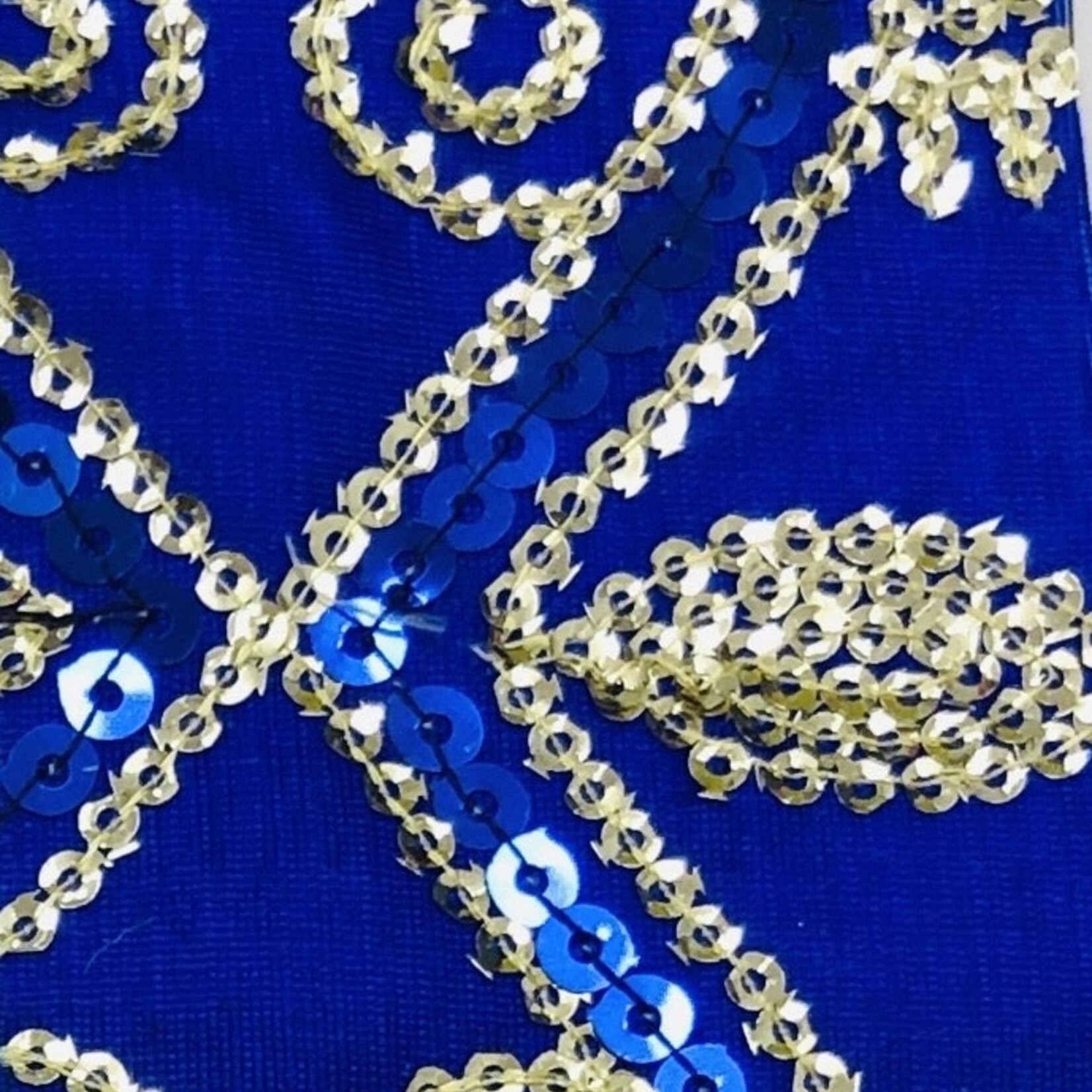 Flower Sequin Brocade Lame - Royal Blue
