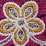 Embroided Flower Lame 44-45 Inches Fuchsia
