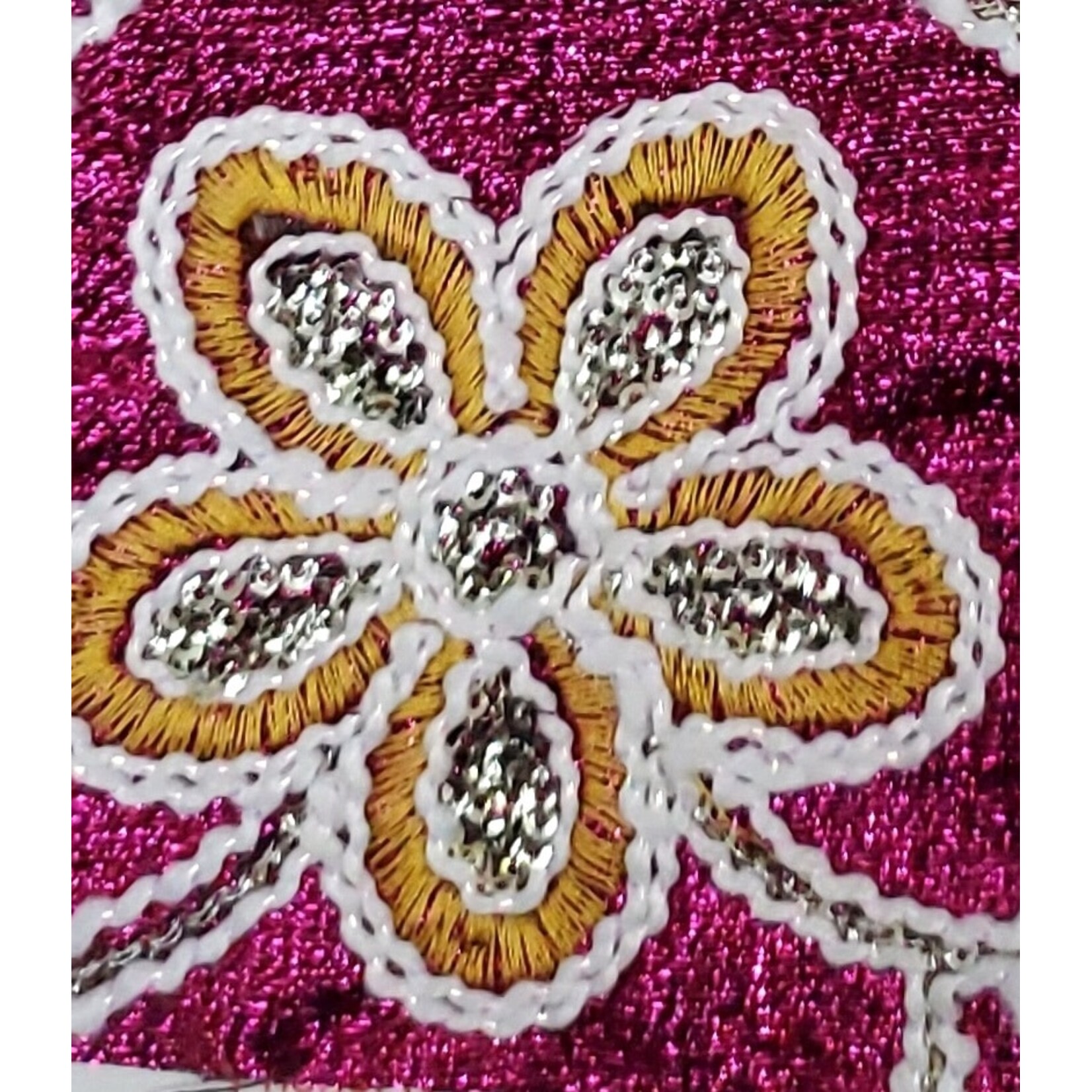 Embroided Flower Lame 44-45 Inches Fuchsia