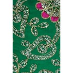 Embroidered Flower Patterned Lame - Emerald