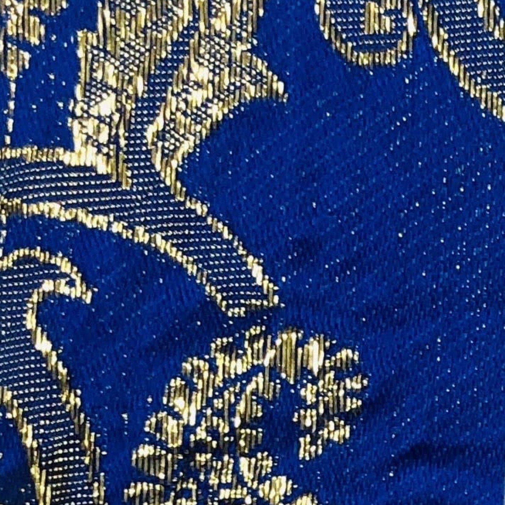 Paisley Gold Printed Lame 44 - 45 Inches - Royal Blue