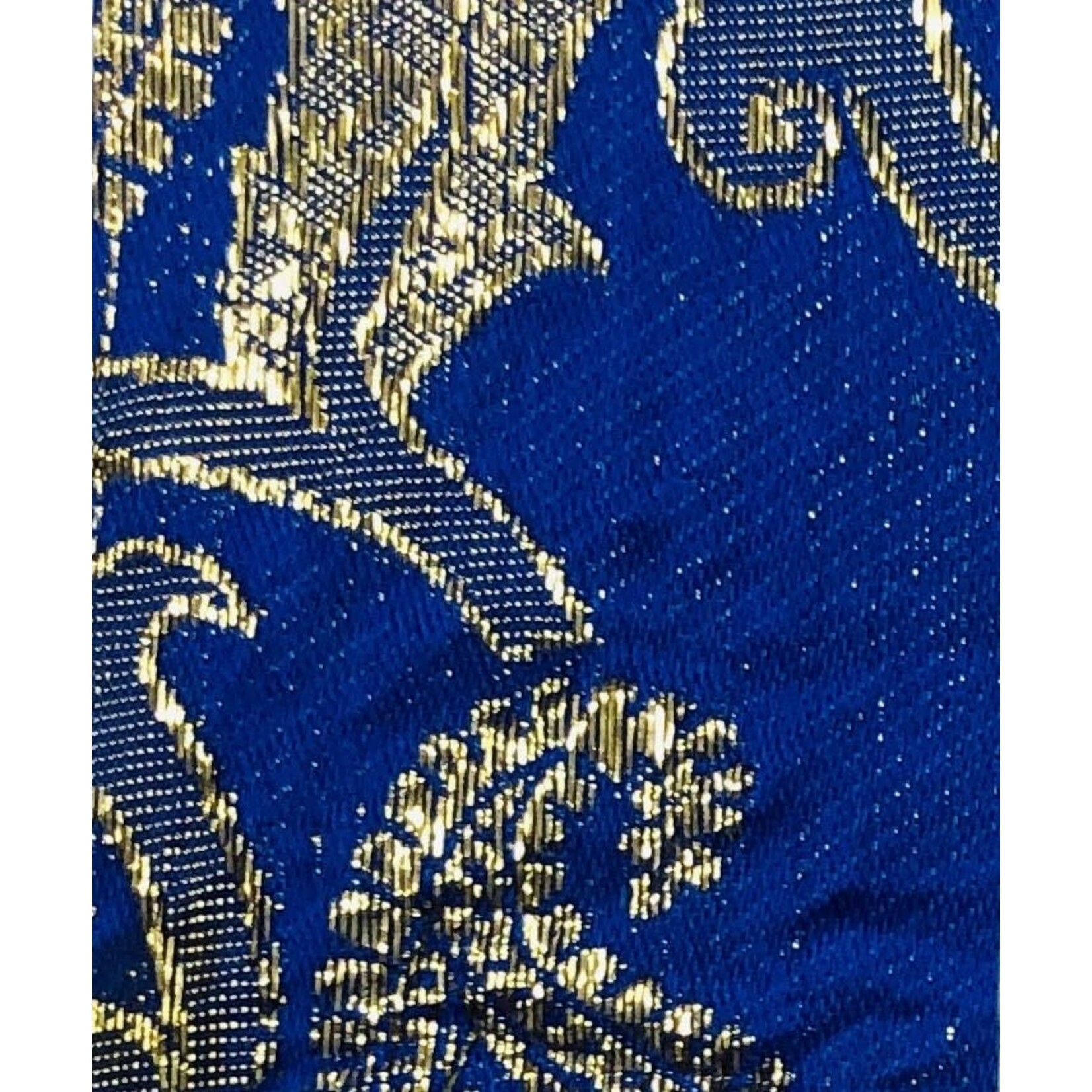 Paisley Gold Printed Lame 44 - 45 Inches - Royal Blue